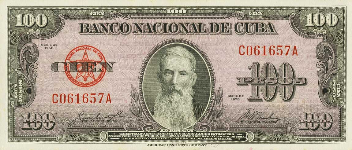 Front of Cuba p82c: 100 Pesos from 1958