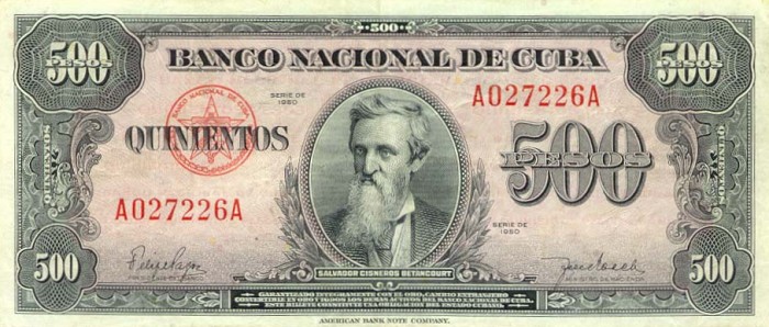 Front of Cuba p83a: 500 Pesos from 1950