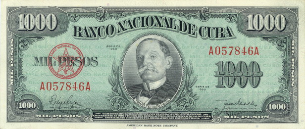 Front of Cuba p84a: 1000 Pesos from 1950