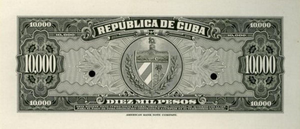 Back of Cuba p85p: 10000 Pesos from 1950