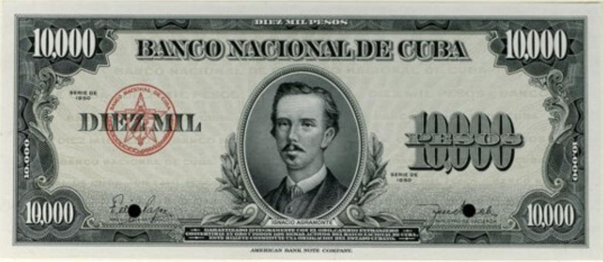Front of Cuba p85p: 10000 Pesos from 1950