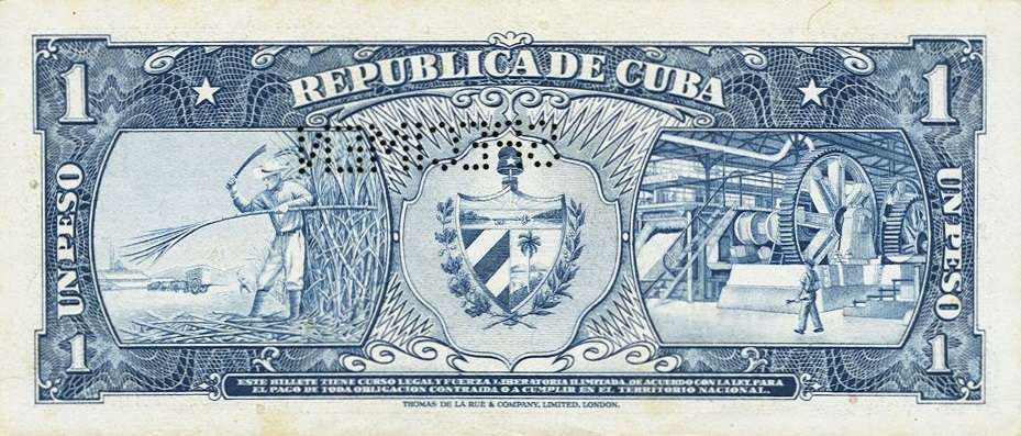 Back of Cuba p87s2: 1 Peso from 1956