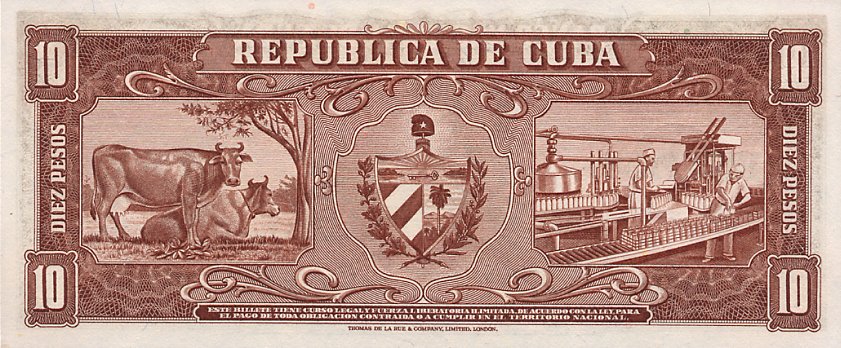 Back of Cuba p88c: 10 Pesos from 1960