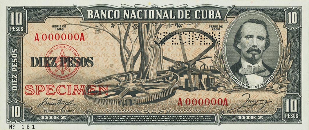 Front of Cuba p88s1: 10 Pesos from 1956