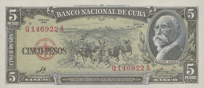Front of Cuba p91c: 5 Pesos from 1960