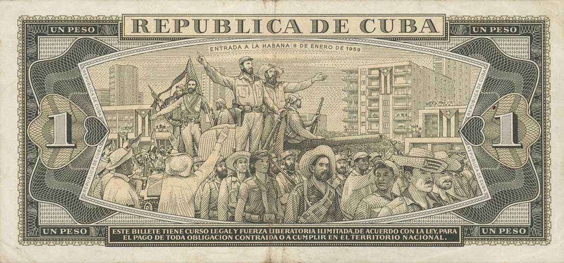 Back of Cuba p94b: 1 Peso from 1964
