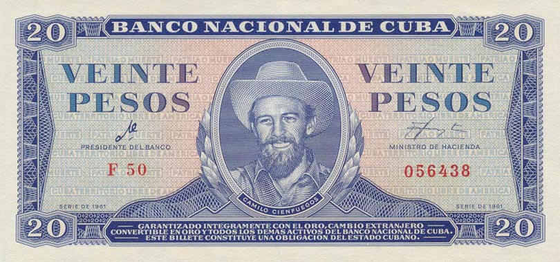 Front of Cuba p97a: 20 Pesos from 1961
