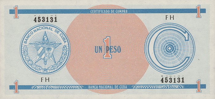 Front of Cuba pFX11: 1 Peso from 1986