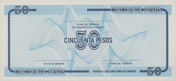 Back of Cuba pFX24: 50 Pesos from 1988