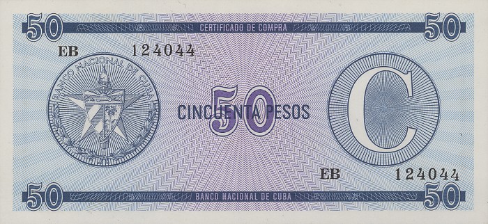 Front of Cuba pFX24: 50 Pesos from 1988