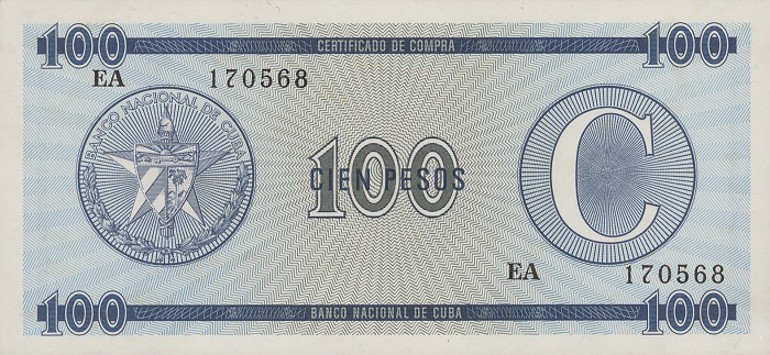 Front of Cuba pFX25: 100 Pesos from 1988