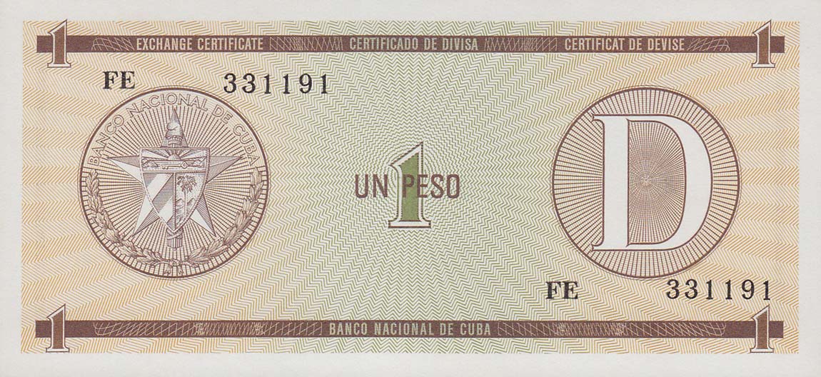 Front of Cuba pFX27: 1 Peso from 1989