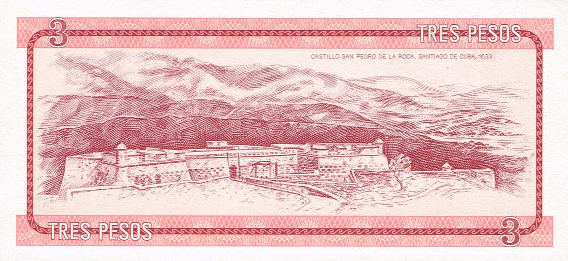 Back of Cuba pFX2: 3 Pesos from 1985