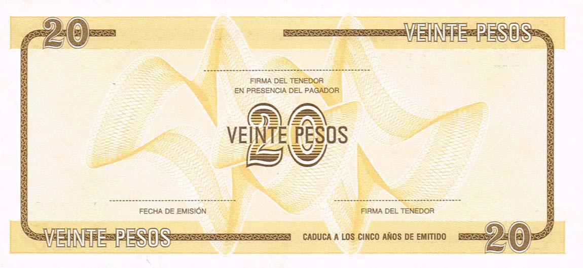 Back of Cuba pFX31: 20 Pesos from 1989