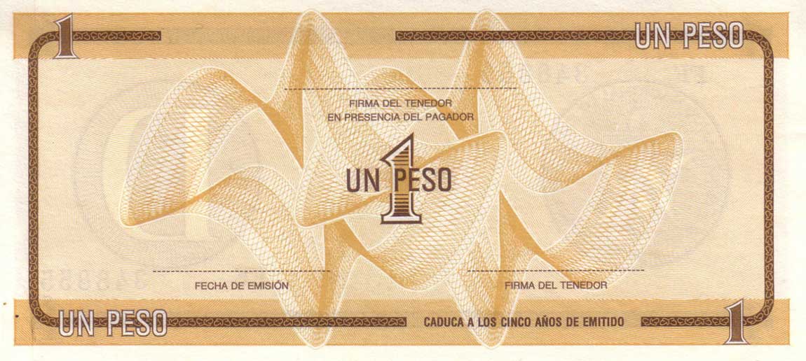 Back of Cuba pFX32: 1 Peso from 1990