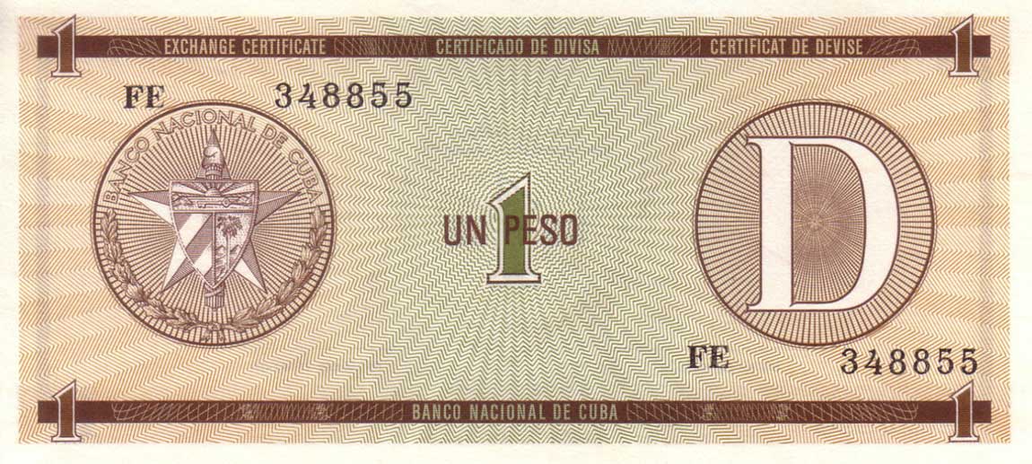 Front of Cuba pFX32: 1 Peso from 1990