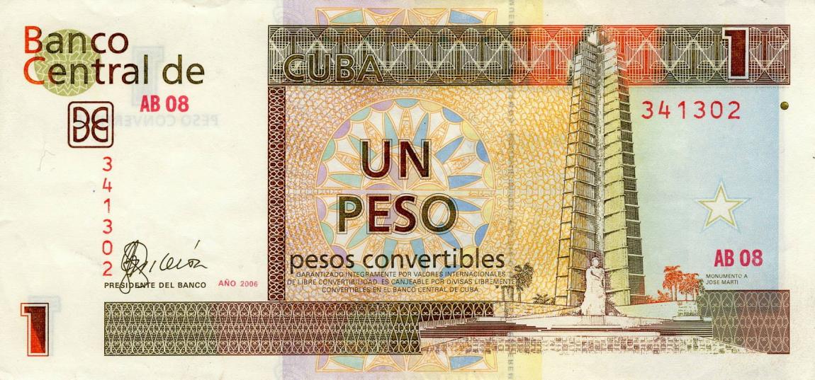 Front of Cuba pFX46: 1 Peso Convertible from 2006