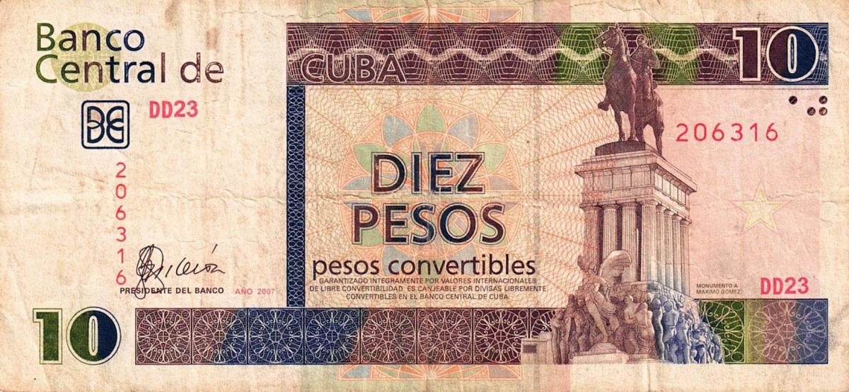 Front of Cuba pFX49a: 10 Pesos Convertibles from 2006