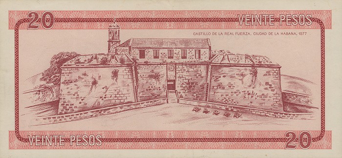Back of Cuba pFX5: 20 Pesos from 1985