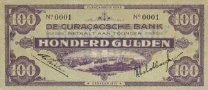 p12 from Curacao: 100 Gulden from 1925 p12 from Curacao: 100 Gulden from 1925