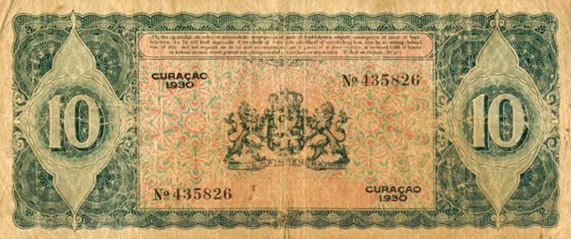 Back of Curacao p16: 10 Gulden from 1930