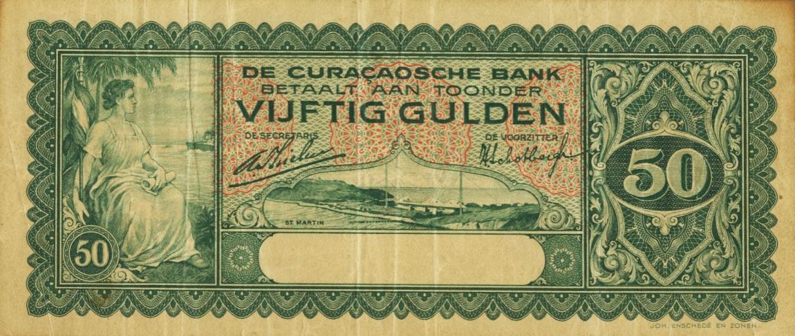 Front of Curacao p18: 50 Gulden from 1930