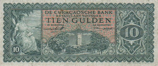 Front of Curacao p30: 10 Gulden from 1948