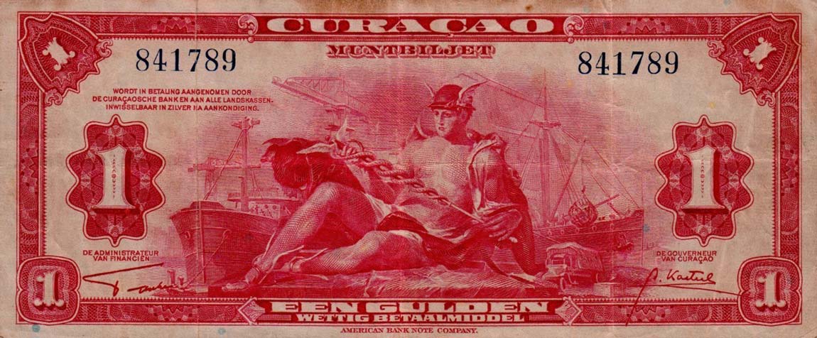 Front of Curacao p35a: 1 Gulden from 1942