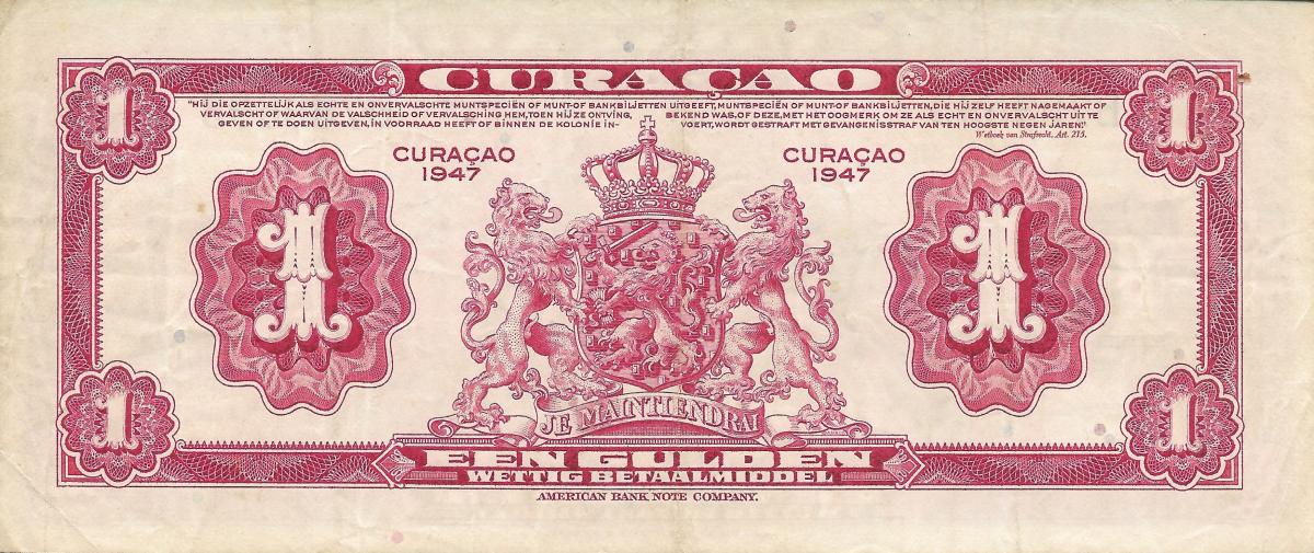 Back of Curacao p35b: 1 Gulden from 1947