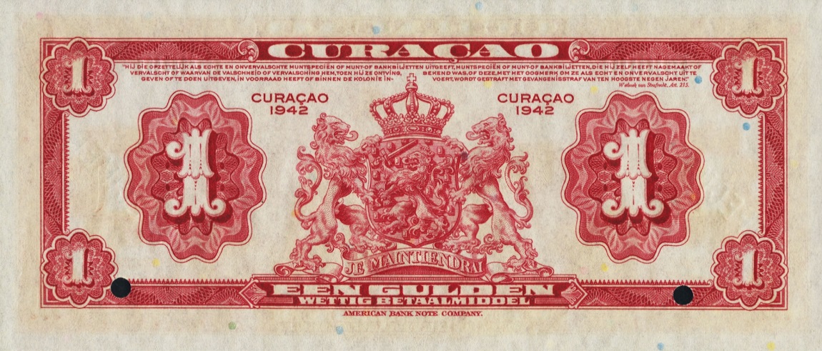 Back of Curacao p35s1: 1 Gulden from 1942