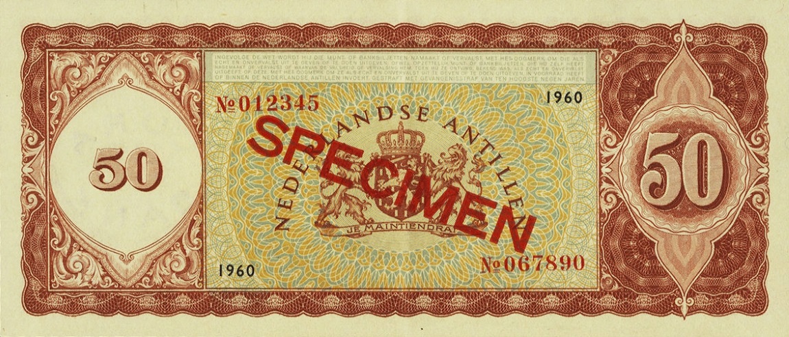 Back of Curacao p54s: 50 Gulden from 1960