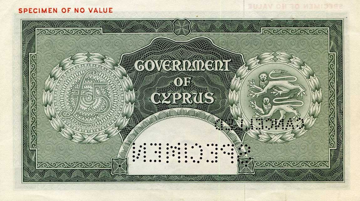 Back of Cyprus p36s: 5 Pounds from 1955