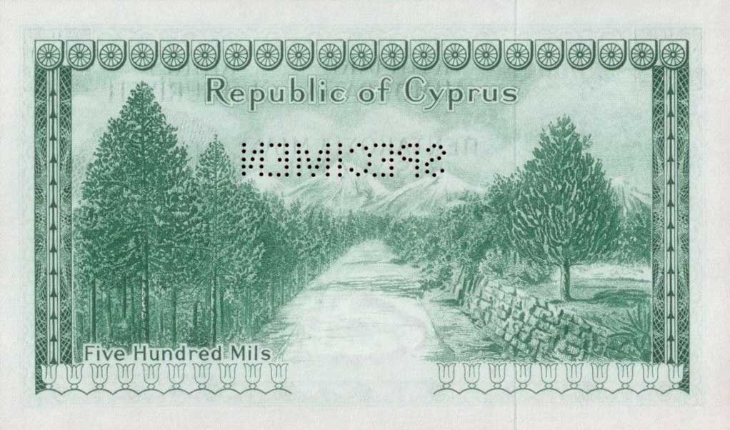 Back of Cyprus p38s: 500 Mils from 1961