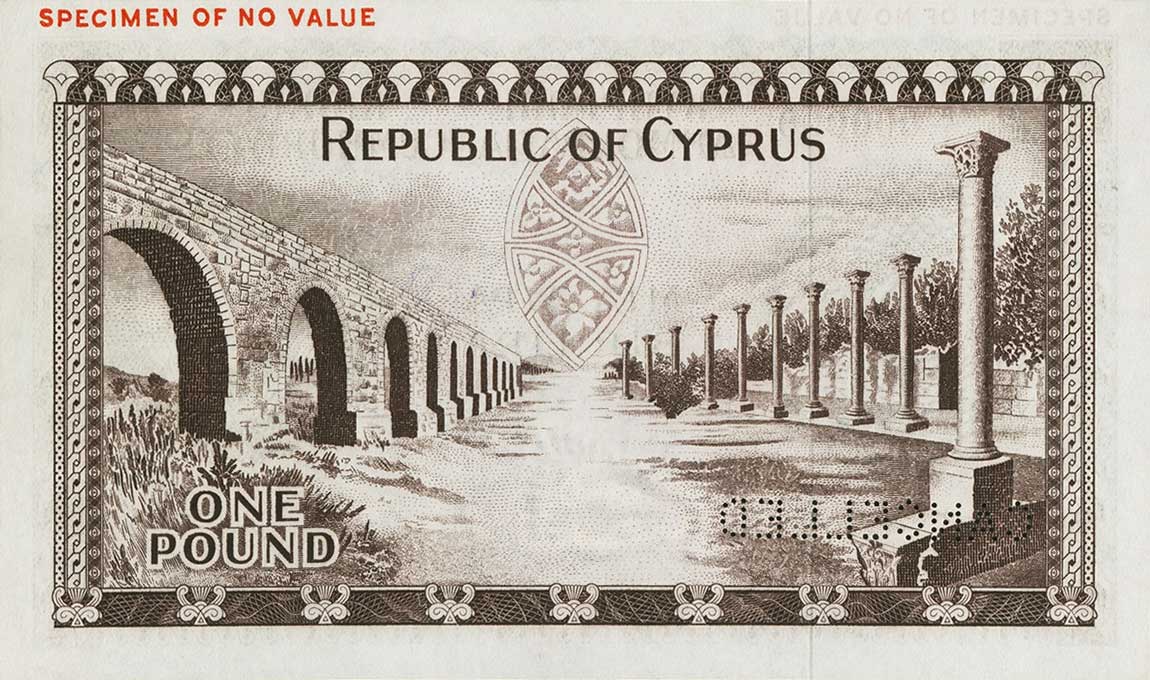 Back of Cyprus p39s: 1 Pound from 1961