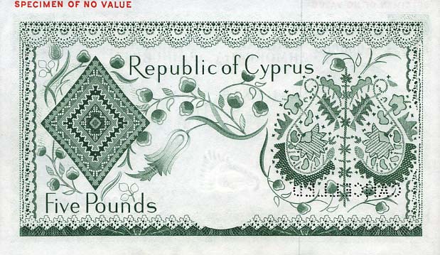 Back of Cyprus p40s: 5 Pounds from 1961