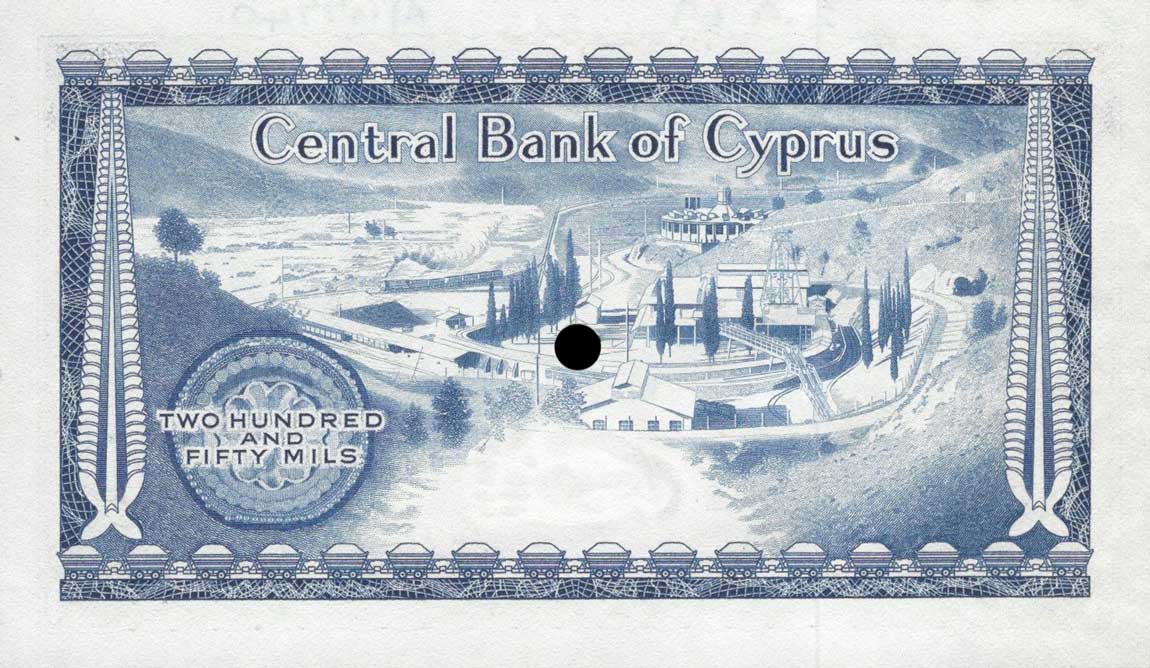 Back of Cyprus p41s: 250 Mils from 1964