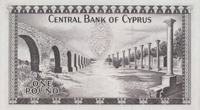 Back of Cyprus p43b: 1 Pound from 1972