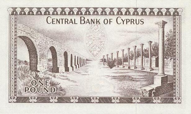 Back of Cyprus p43c: 1 Pound from 1976