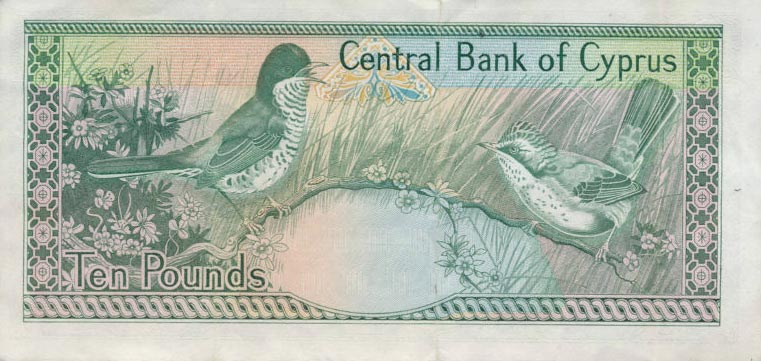 Back of Cyprus p51: 10 Pounds from 1987