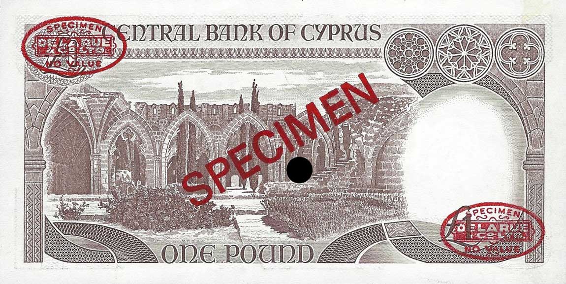 Back of Cyprus p53s: 1 Pound from 1987