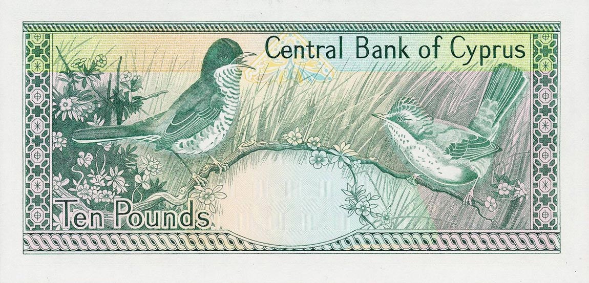 Back of Cyprus p55a: 10 Pounds from 1989