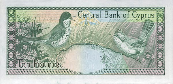 Back of Cyprus p55b: 10 Pounds from 1992