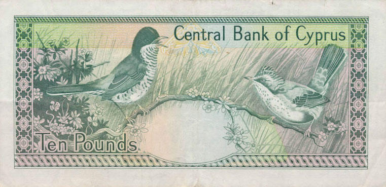 Back of Cyprus p55c: 10 Pounds from 1994