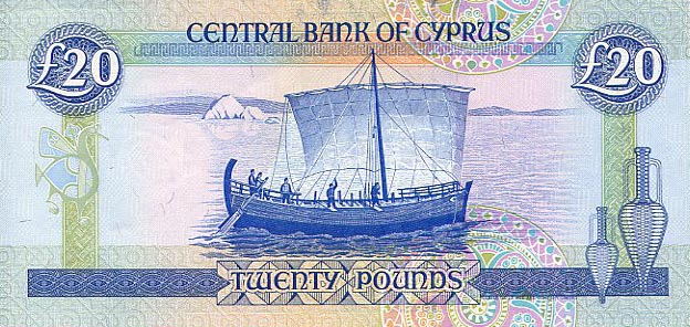 Back of Cyprus p56a: 20 Pounds from 1992
