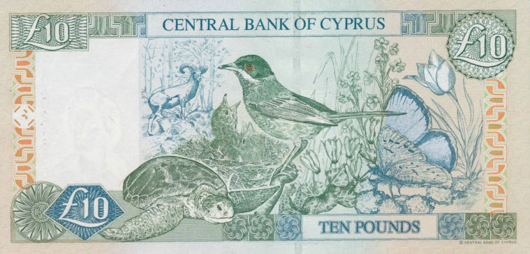 Back of Cyprus p62d: 10 Pounds from 2003