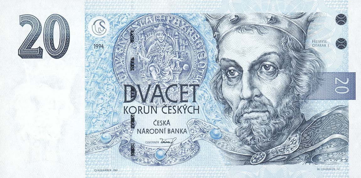 Front of Czech Republic p10c: 20 Korun from 1994