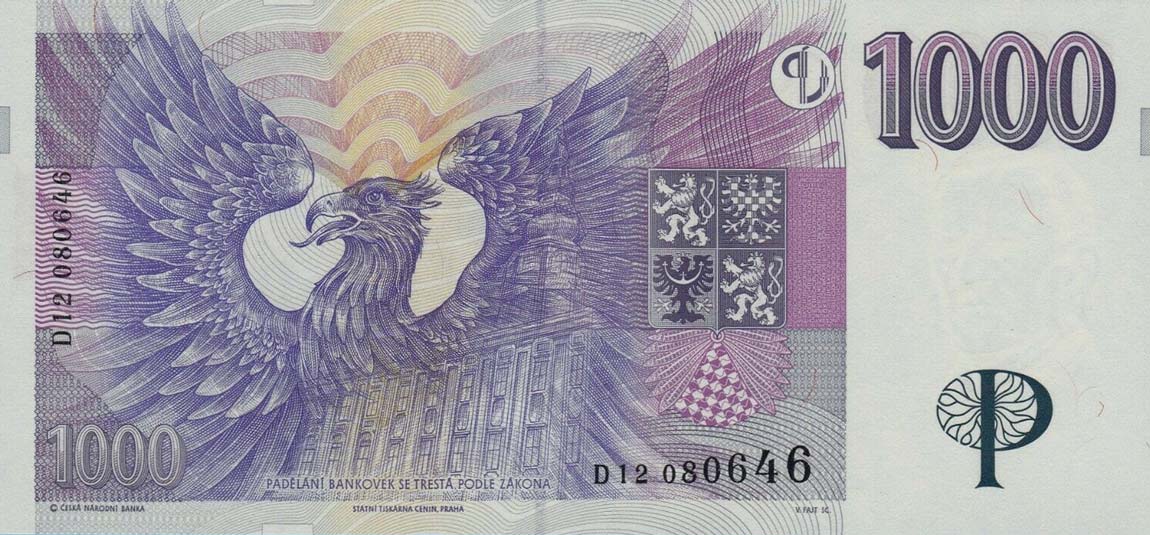 Back of Czech Republic p15b: 1000 Korun from 1996