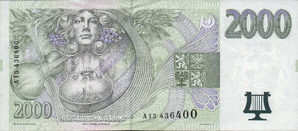 Back of Czech Republic p16a: 2000 Koruna from 1996