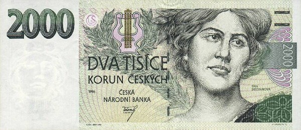 Front of Czech Republic p16a: 2000 Koruna from 1996