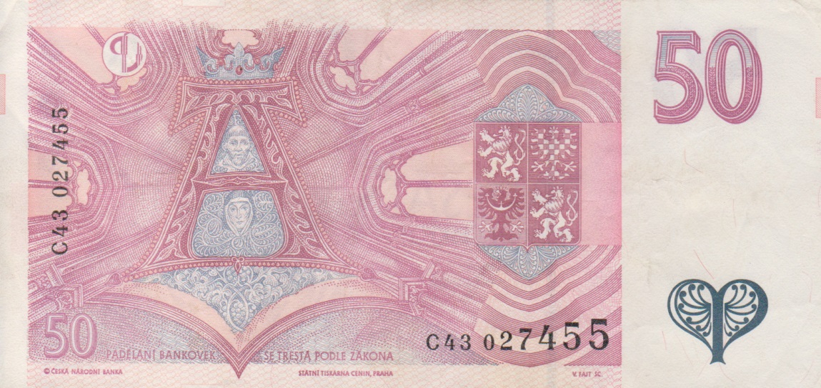 Back of Czech Republic p17a: 50 Korun from 1997